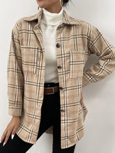 Load image into Gallery viewer, Autumn Spring Vintag Plaid Shirt Women Casual White Long Sleeve Pocket Collared Shirts Top Clothes Fashion New 2023 Fall