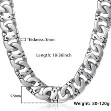 Carregar imagem no visualizador da galeria, Men&#39;s Necklace 316L Stainless Steel Chain 9.5mm Heavy Marina Biker Silver Color Fashion Jewelry Dropshipping 18-36inch HN01