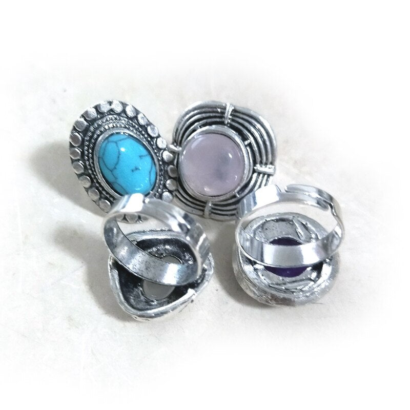 XiaoYaoTYM Vintage Adjustable Natural Stone Rings High Quality Fashion Jewelry Wholesale